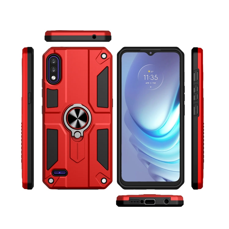 For LG K22 Carbon Fiber Pattern PC + TPU Protective Case with Ring Holder