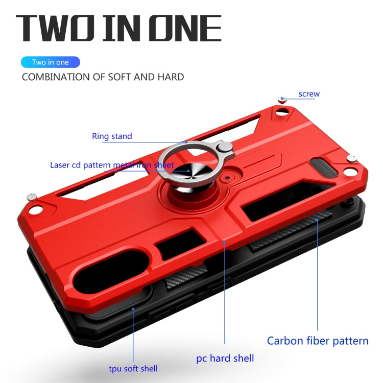For LG K22 Carbon Fiber Pattern PC + TPU Protective Case with Ring Holder
