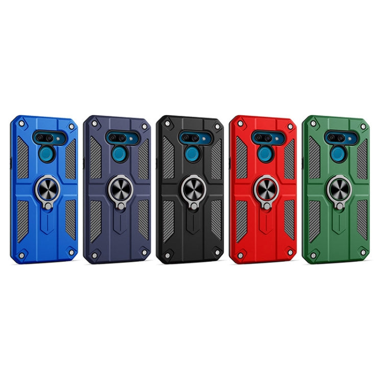For LG K50 Carbon Fiber Pattern PC + TPU Protective Case with Ring Holder