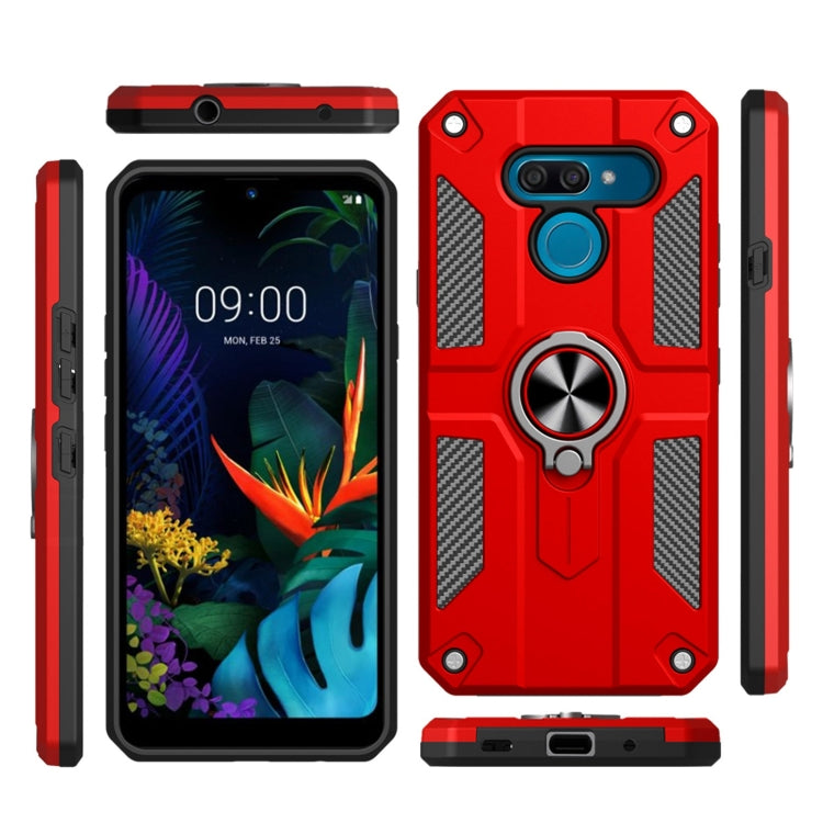 For LG K50 Carbon Fiber Pattern PC + TPU Protective Case with Ring Holder