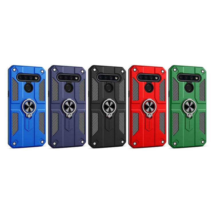 For LG K51S Carbon Fiber Pattern PC + TPU Protective Case with Ring Holder