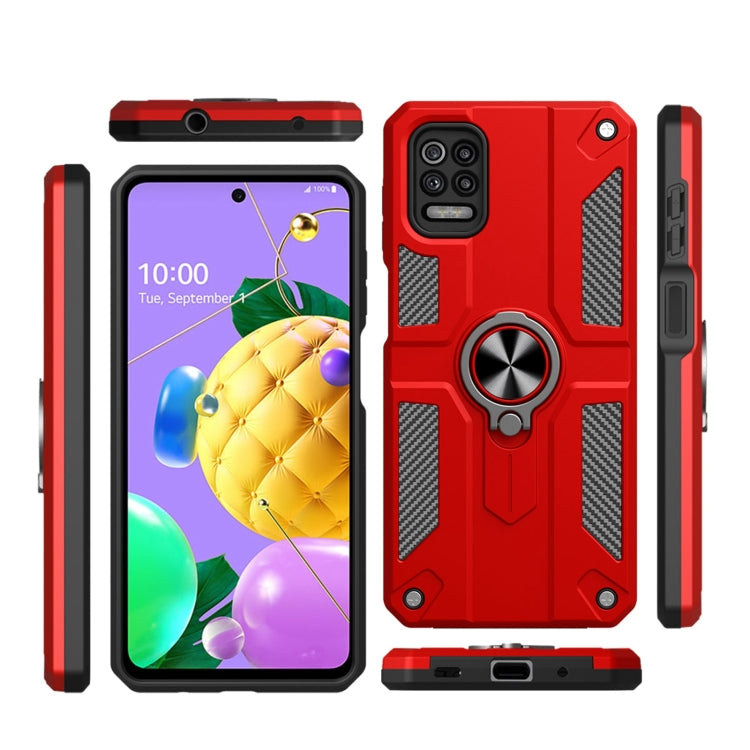 For LG K52 Carbon Fiber Pattern PC + TPU Protective Case with Ring Holder