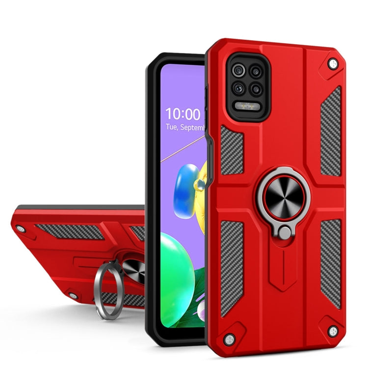 For LG K52 Carbon Fiber Pattern PC + TPU Protective Case with Ring Holder