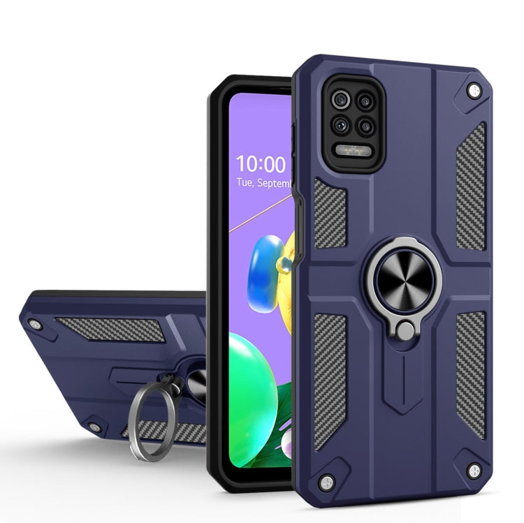 For LG K52 Carbon Fiber Pattern PC + TPU Protective Case with Ring Holder