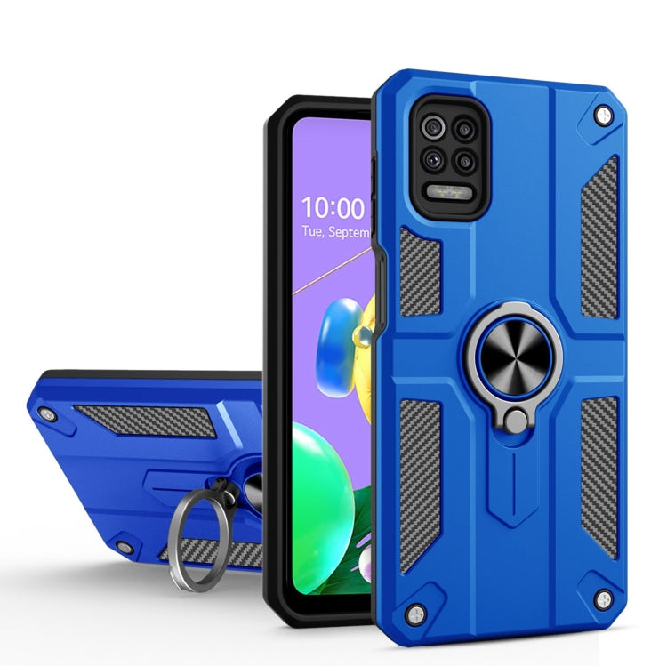 For LG K62 Carbon Fiber Pattern PC + TPU Protective Case with Ring Holder