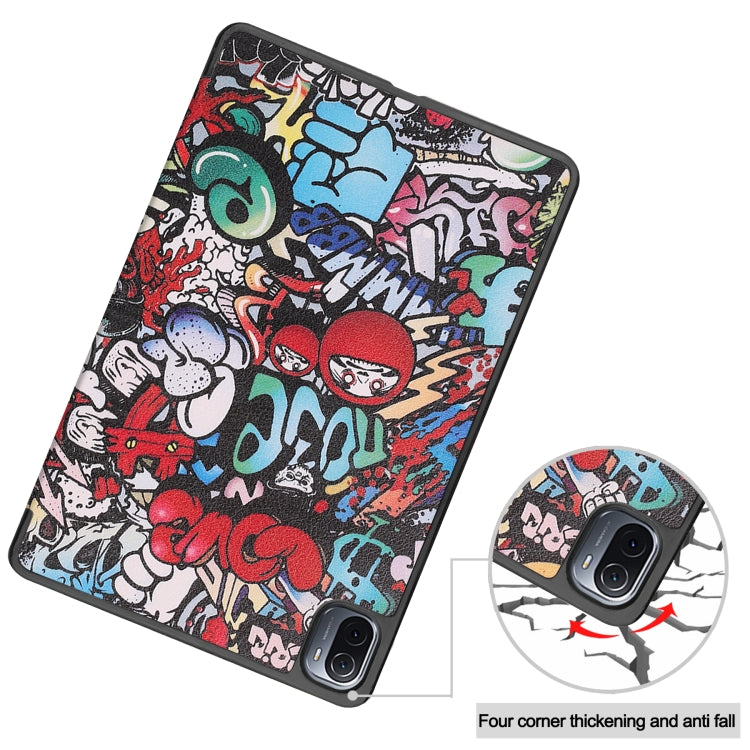 For Xiaomi Pad 5 Custer Painted PU Leather Case with Sleep / Wake-up Function & 3-Fold Holder