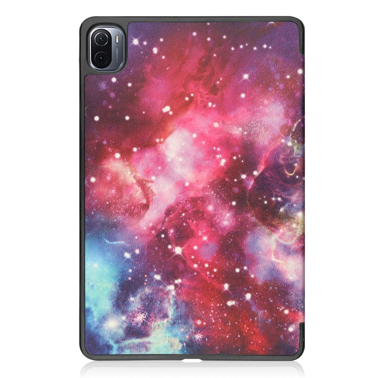 For Xiaomi Pad 5 Custer Painted PU Leather Case with Sleep / Wake-up Function & 3-Fold Holder