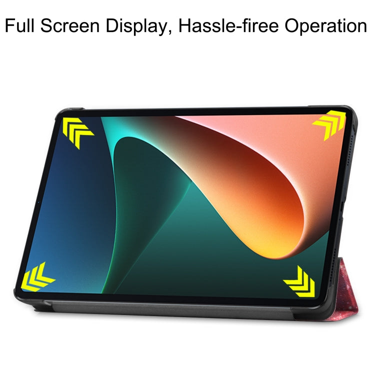 For Xiaomi Pad 5 Custer Painted PU Leather Case with Sleep / Wake-up Function & 3-Fold Holder