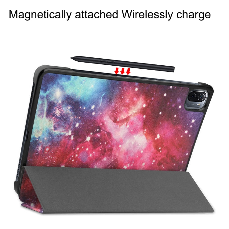 For Xiaomi Pad 5 Custer Painted PU Leather Case with Sleep / Wake-up Function & 3-Fold Holder