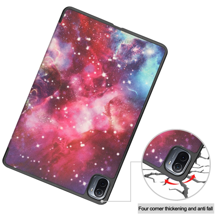 For Xiaomi Pad 5 Custer Painted PU Leather Case with Sleep / Wake-up Function & 3-Fold Holder