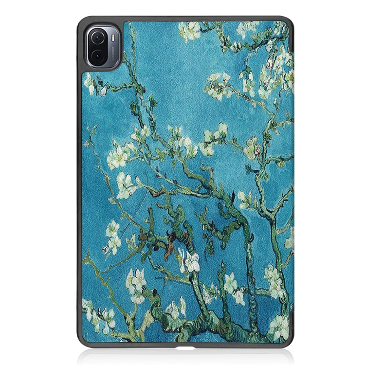 For Xiaomi Pad 5 Custer Painted PU Leather Case with Sleep / Wake-up Function & 3-Fold Holder