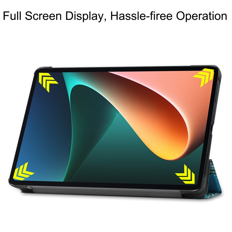 For Xiaomi Pad 5 Custer Painted PU Leather Case with Sleep / Wake-up Function & 3-Fold Holder