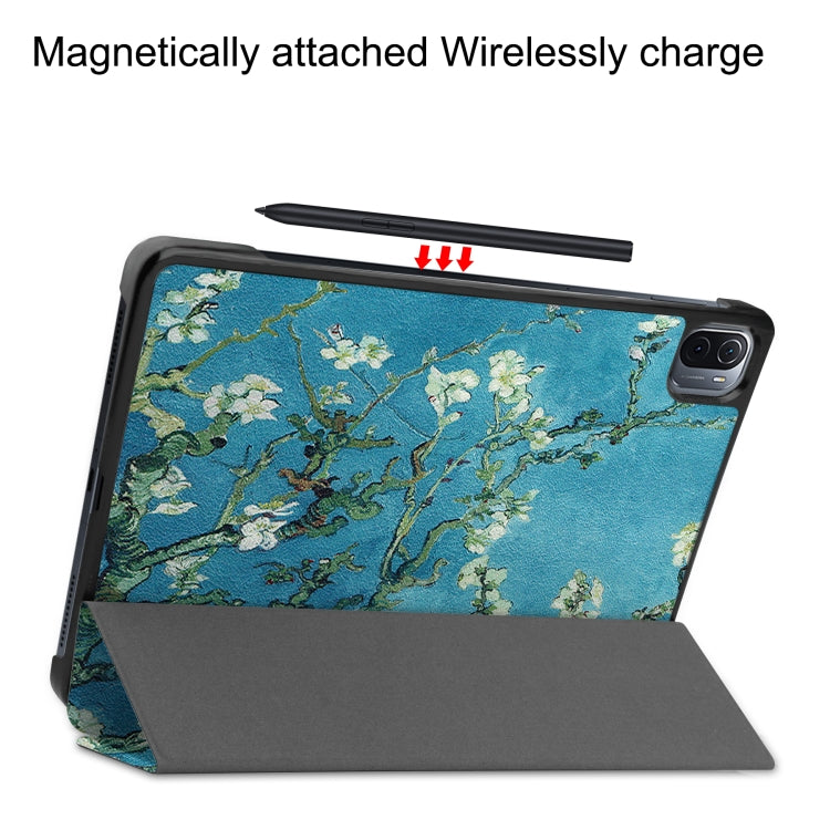 For Xiaomi Pad 5 Custer Painted PU Leather Case with Sleep / Wake-up Function & 3-Fold Holder