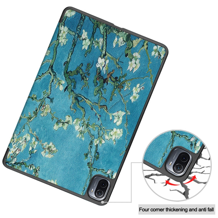 For Xiaomi Pad 5 Custer Painted PU Leather Case with Sleep / Wake-up Function & 3-Fold Holder