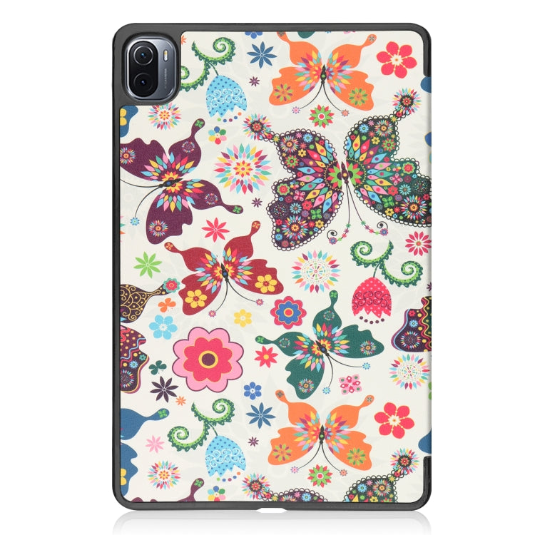 For Xiaomi Pad 5 Custer Painted PU Leather Case with Sleep / Wake-up Function & 3-Fold Holder