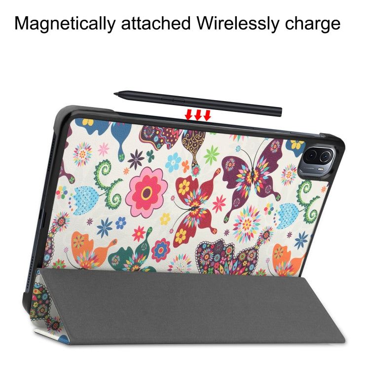 For Xiaomi Pad 5 Custer Painted PU Leather Case with Sleep / Wake-up Function & 3-Fold Holder