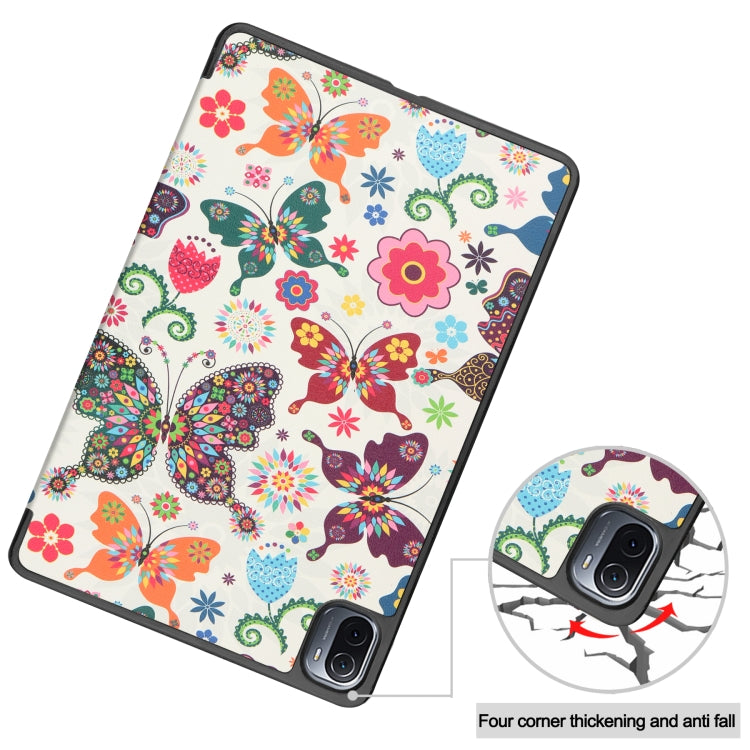 For Xiaomi Pad 5 Custer Painted PU Leather Case with Sleep / Wake-up Function & 3-Fold Holder