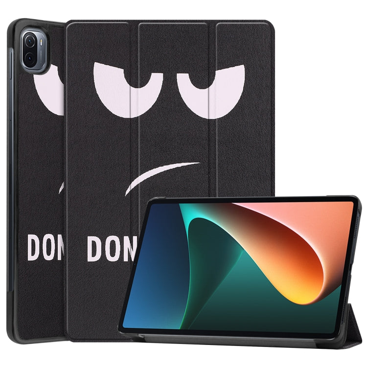 For Xiaomi Pad 5 Custer Painted PU Leather Case with Sleep / Wake-up Function & 3-Fold Holder
