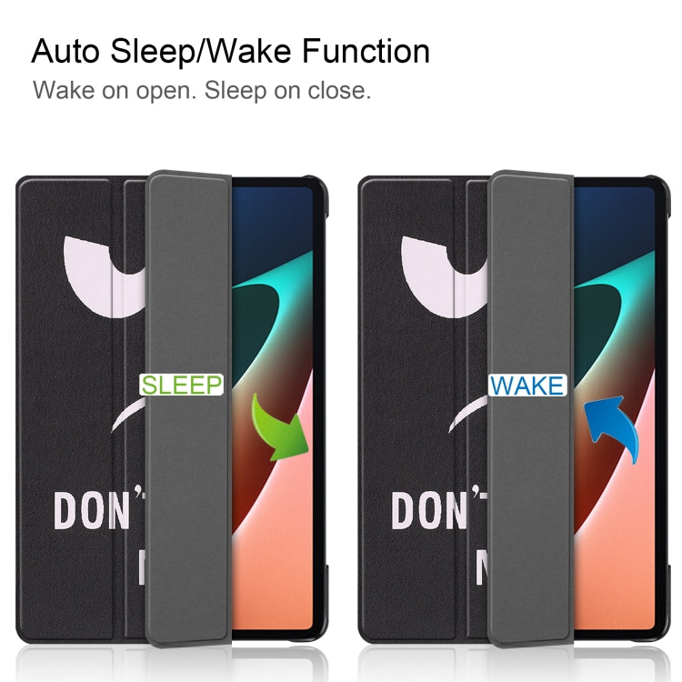 For Xiaomi Pad 5 Custer Painted PU Leather Case with Sleep / Wake-up Function & 3-Fold Holder