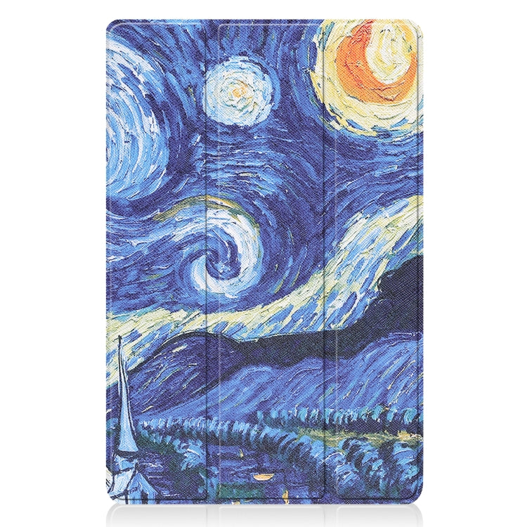 For Xiaomi Pad 5 Custer Painted PU Leather Case with Sleep / Wake-up Function & 3-Fold Holder
