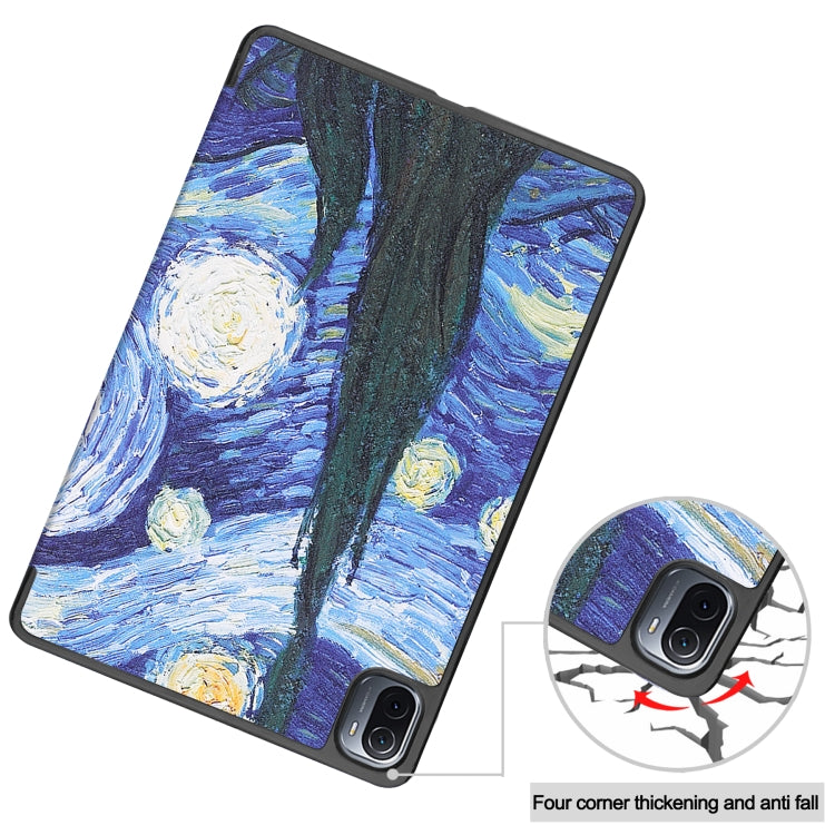 For Xiaomi Pad 5 Custer Painted PU Leather Case with Sleep / Wake-up Function & 3-Fold Holder