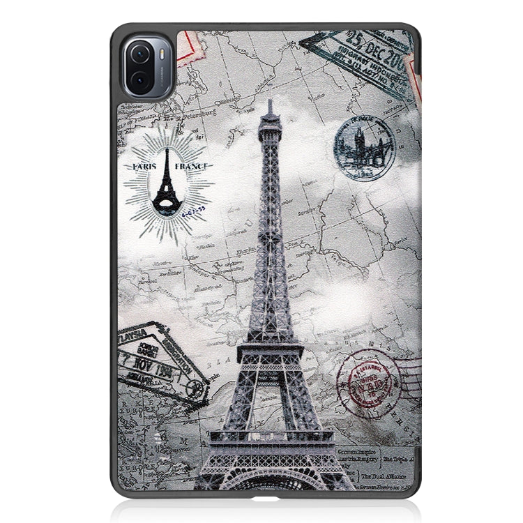 For Xiaomi Pad 5 Custer Painted PU Leather Case with Sleep / Wake-up Function & 3-Fold Holder