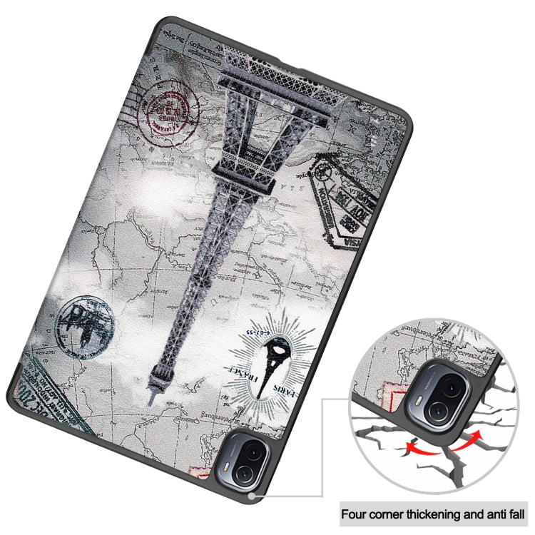 For Xiaomi Pad 5 Custer Painted PU Leather Case with Sleep / Wake-up Function & 3-Fold Holder