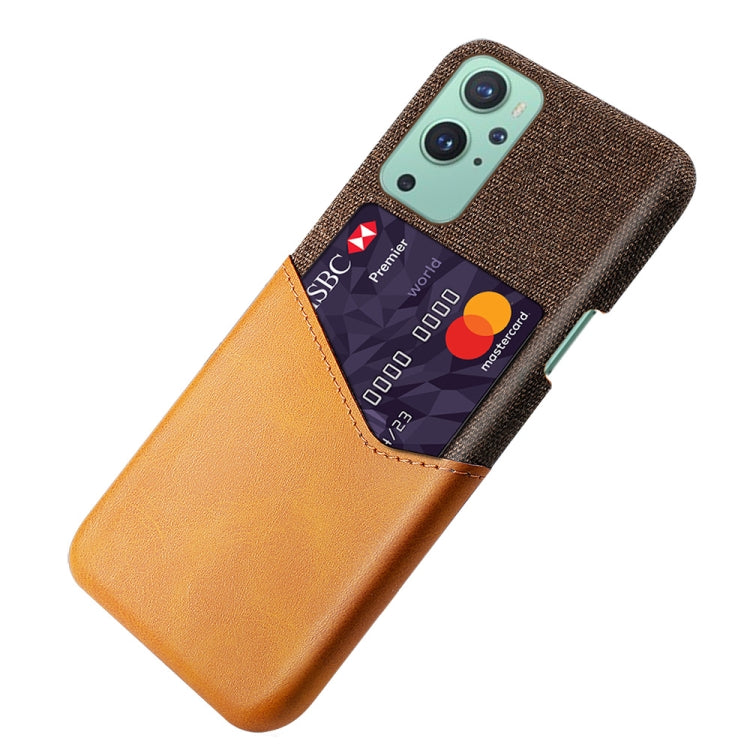 For OnePlus 9 Cloth Texture PC + PU Leather Back Cover Shockproof Case with Card Slot