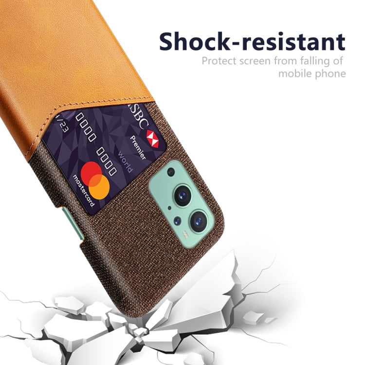 For OnePlus 9 Cloth Texture PC + PU Leather Back Cover Shockproof Case with Card Slot
