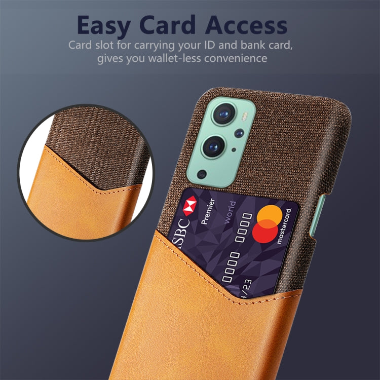 For OnePlus 9 Cloth Texture PC + PU Leather Back Cover Shockproof Case with Card Slot