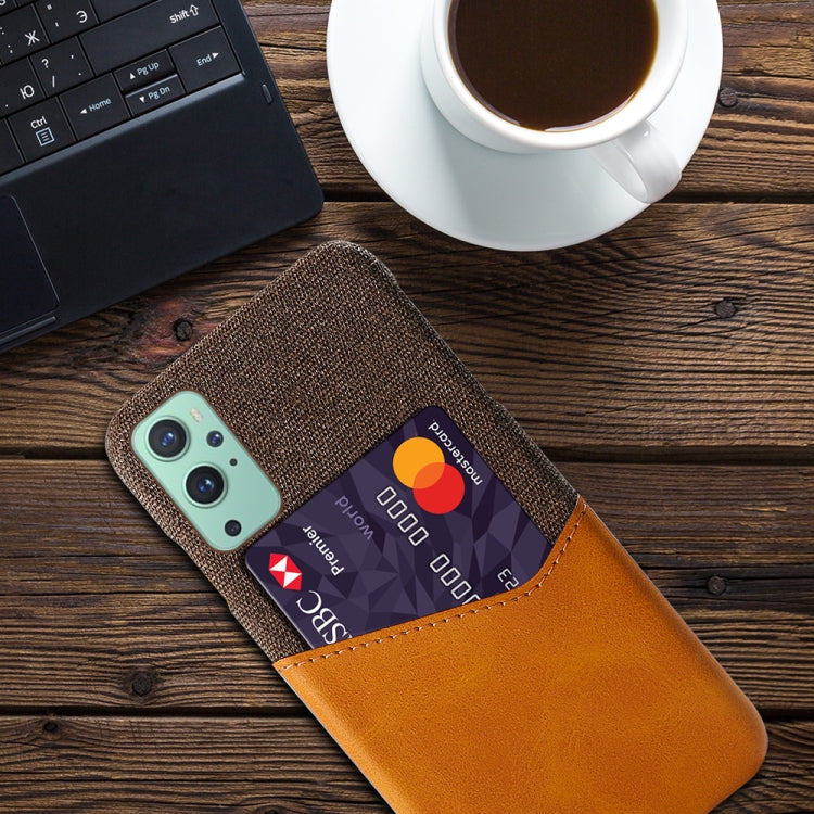 For OnePlus 9 Cloth Texture PC + PU Leather Back Cover Shockproof Case with Card Slot
