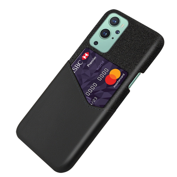 For OnePlus 9 Cloth Texture PC + PU Leather Back Cover Shockproof Case with Card Slot