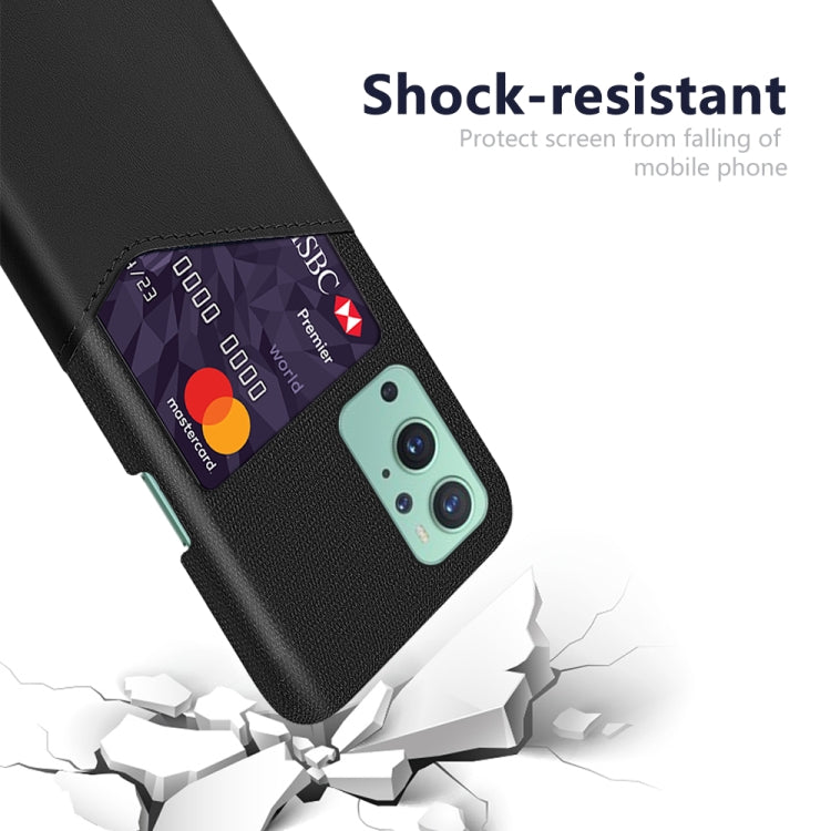 For OnePlus 9 Cloth Texture PC + PU Leather Back Cover Shockproof Case with Card Slot