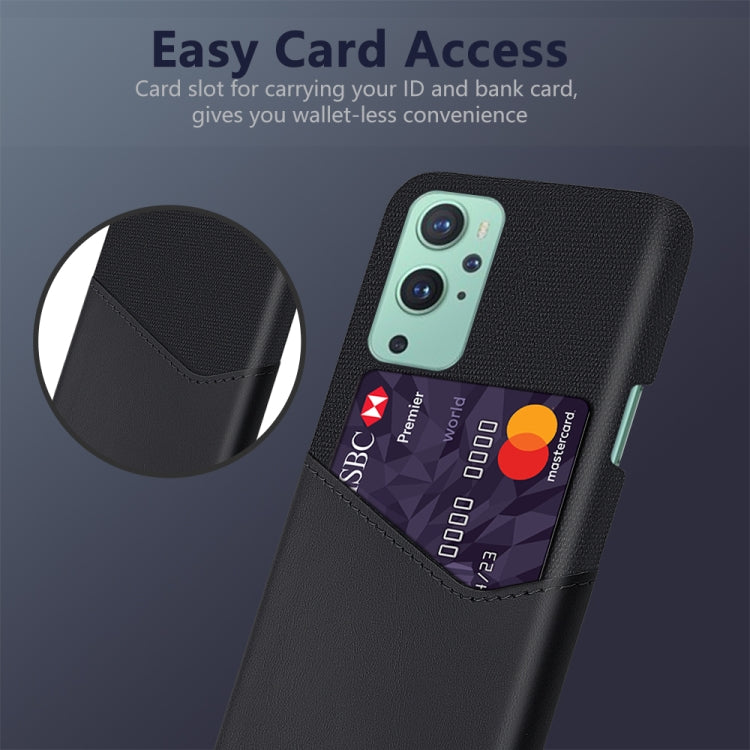 For OnePlus 9 Cloth Texture PC + PU Leather Back Cover Shockproof Case with Card Slot