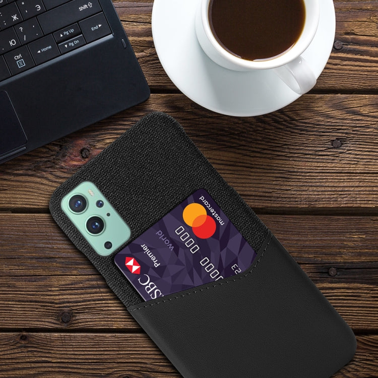 For OnePlus 9 Cloth Texture PC + PU Leather Back Cover Shockproof Case with Card Slot