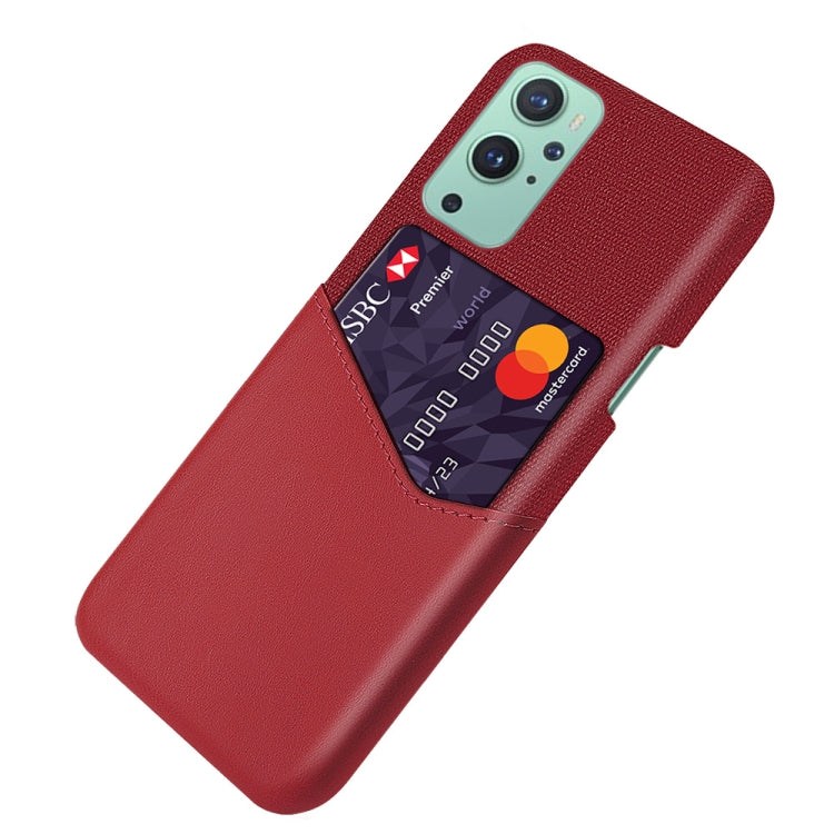 For OnePlus 9 Cloth Texture PC + PU Leather Back Cover Shockproof Case with Card Slot