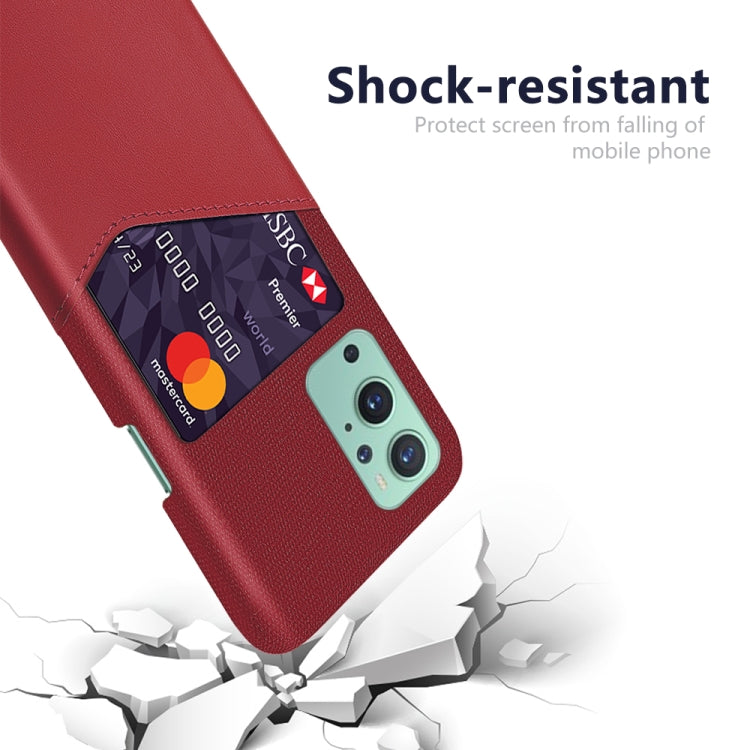 For OnePlus 9 Cloth Texture PC + PU Leather Back Cover Shockproof Case with Card Slot