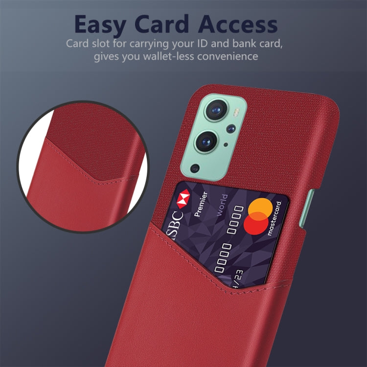 For OnePlus 9 Cloth Texture PC + PU Leather Back Cover Shockproof Case with Card Slot