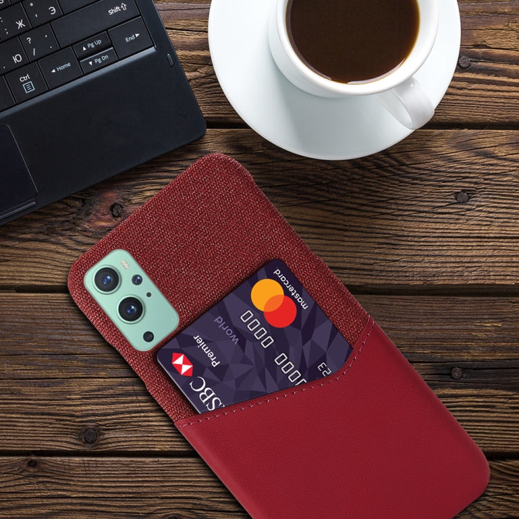 For OnePlus 9 Cloth Texture PC + PU Leather Back Cover Shockproof Case with Card Slot