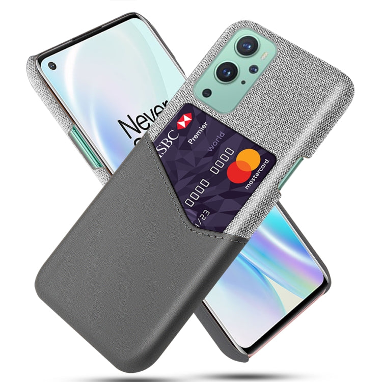 For OnePlus 9 Cloth Texture PC + PU Leather Back Cover Shockproof Case with Card Slot