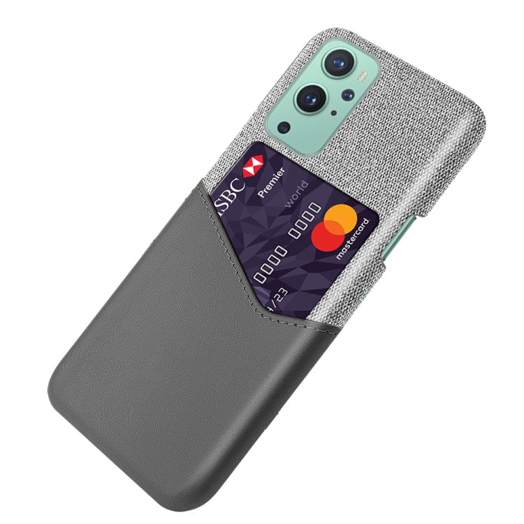 For OnePlus 9 Cloth Texture PC + PU Leather Back Cover Shockproof Case with Card Slot