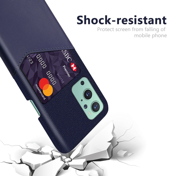For OnePlus 9 Cloth Texture PC + PU Leather Back Cover Shockproof Case with Card Slot