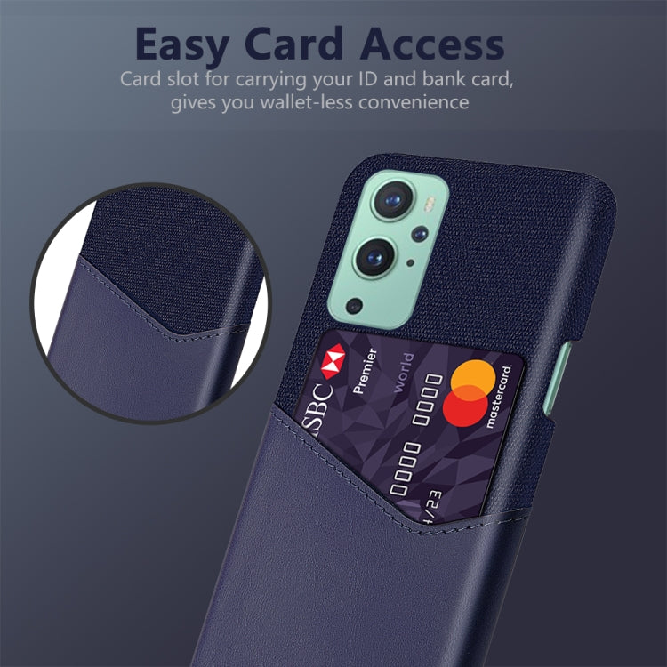 For OnePlus 9 Cloth Texture PC + PU Leather Back Cover Shockproof Case with Card Slot