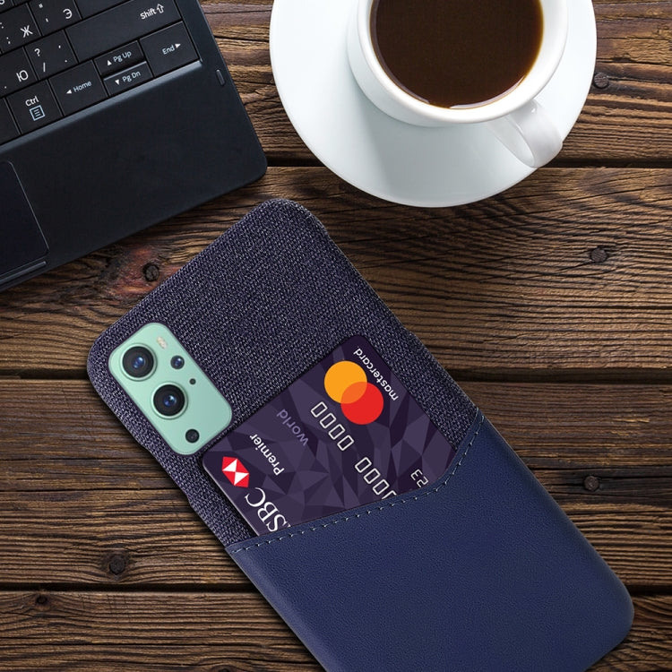 For OnePlus 9 Cloth Texture PC + PU Leather Back Cover Shockproof Case with Card Slot