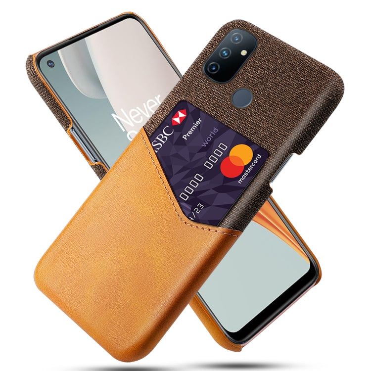 For OnePlus Nord N100 Cloth Texture PC + PU Leather Back Cover Shockproof Case with Card Slot
