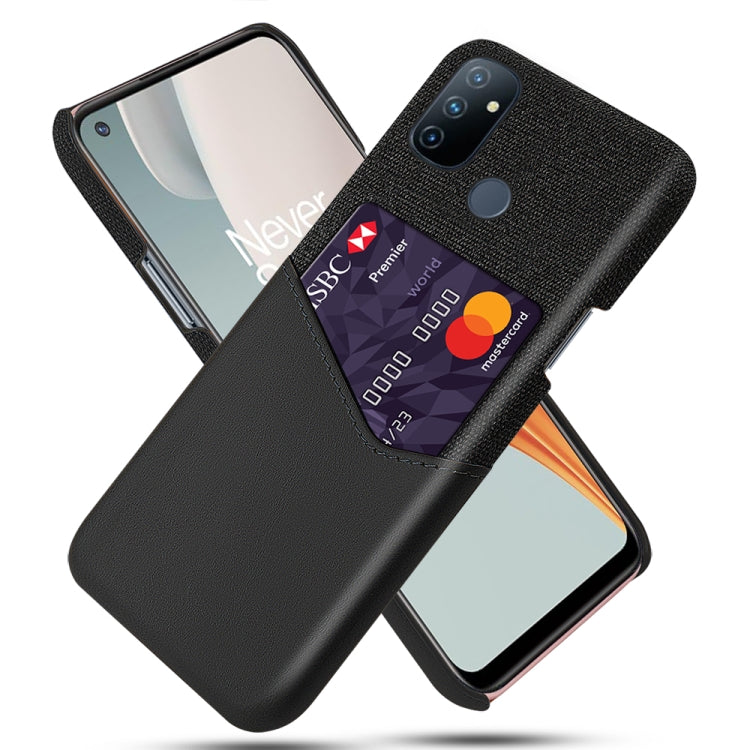 For OnePlus Nord N100 Cloth Texture PC + PU Leather Back Cover Shockproof Case with Card Slot