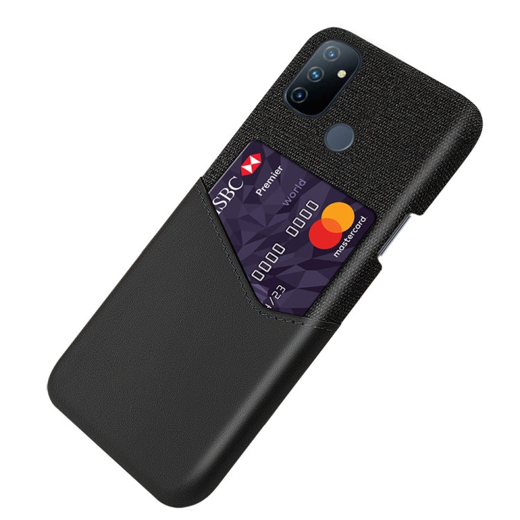 For OnePlus Nord N100 Cloth Texture PC + PU Leather Back Cover Shockproof Case with Card Slot
