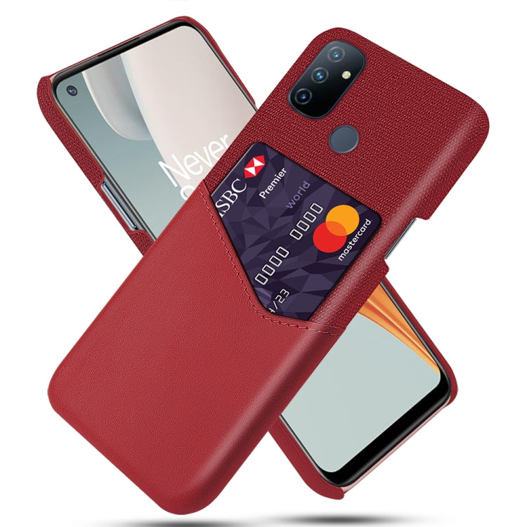 For OnePlus Nord N100 Cloth Texture PC + PU Leather Back Cover Shockproof Case with Card Slot