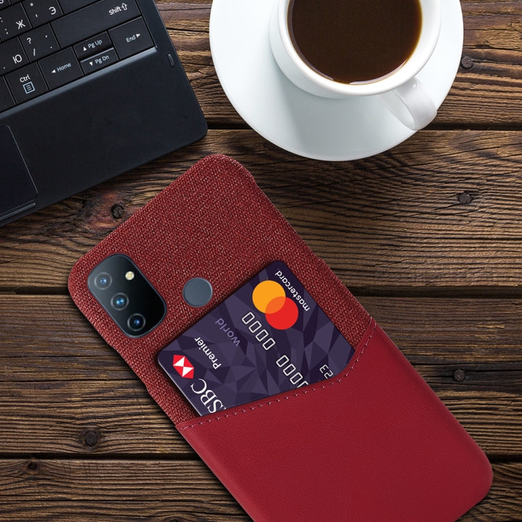 For OnePlus Nord N100 Cloth Texture PC + PU Leather Back Cover Shockproof Case with Card Slot