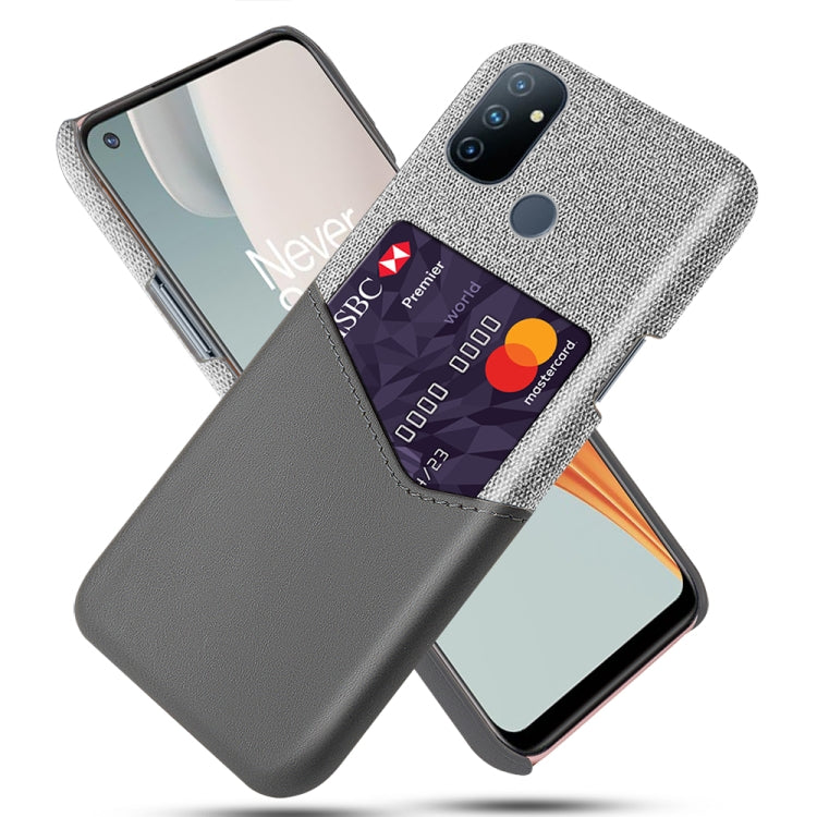 For OnePlus Nord N100 Cloth Texture PC + PU Leather Back Cover Shockproof Case with Card Slot